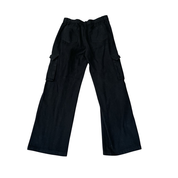 Shein Cargo Pants Women's Small NWOT Black Wide Leg Cotton - Picture 2 of 5